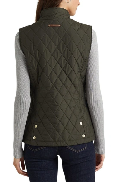 Shop Lauren Ralph Lauren Quilted Crest Vest In Litchfield Loden