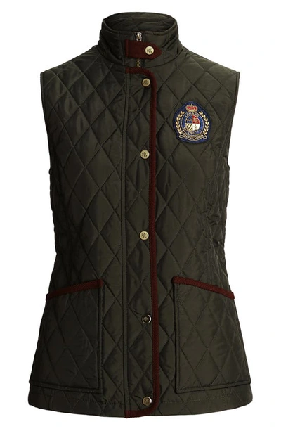 Shop Lauren Ralph Lauren Quilted Crest Vest In Litchfield Loden