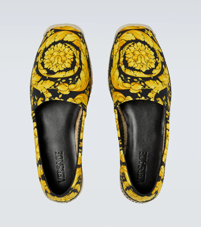 Shop Versace Barocco Espadrilles In Nero+oro