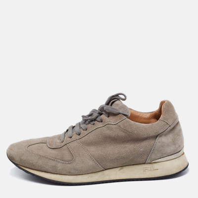 Pre-owned Polo Ralph Lauren Grey Suede And Mesh Low-top Sneakers Size 42