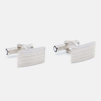 Pre-owned Montblanc Silver Tone Rectangular Cufflinks