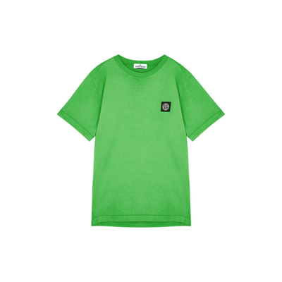 Stone Island Kids Green Logo Cotton T-shirt (14 Years) | ModeSens