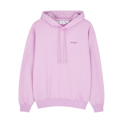 Shop Off-white Diag Lilac Logo Hooded Cotton Sweatshirt