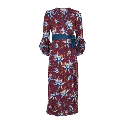 Shop Diane Von Furstenberg Rollins Burgundy Floral-print Wrap Dress