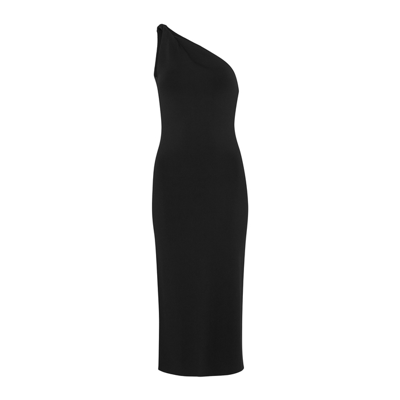 Shop Galvan Persephone Black Stretch-knit Midi Dress