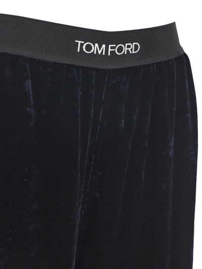 Shop Tom Ford Velvet Pyjama Trousers In Blue