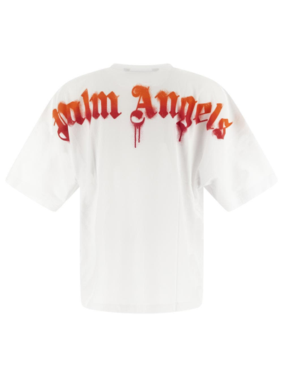 Shop Palm Angels Logo Printed T-shirt In White
