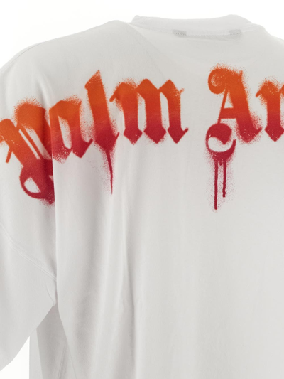 Shop Palm Angels Logo Printed T-shirt In White