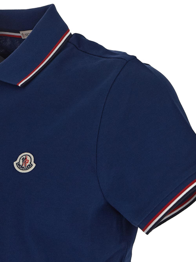 Shop Moncler Polo Shirt With Logo In Blue