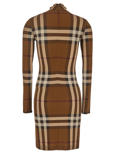 Shop Burberry Check Dress In Brown