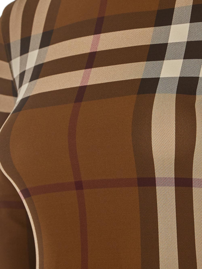 Shop Burberry Check Dress In Brown
