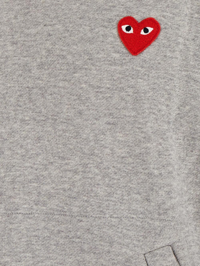 Shop Comme Des Garçons Play Heart Embroidered Hoodie In Grey