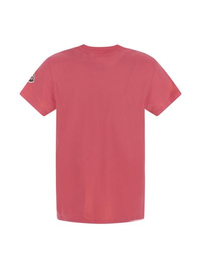 Shop Moncler Logo Printed T-shirt In Pink