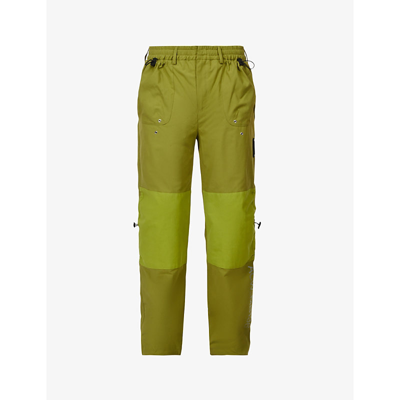 Shop A-cold-wall* Logo-print Panelled Relaxed-fit Cotton-canvas Ripstop Trousers In Olive