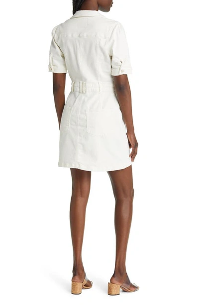 Paige Mayslie Denim Button-front Mini Utility Dress In Blank Canvas