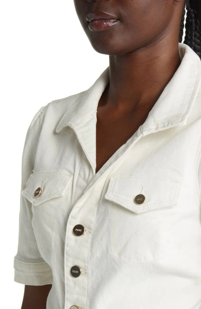 Paige Mayslie Denim Button-front Mini Utility Dress In Blank Canvas