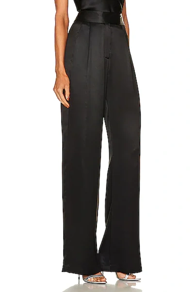 The Sei Pleated Satin Wide-leg Trousers In Black