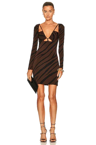 Shop Et Ochs Aida Mini Dress In Dark Chocolate & Black Luxe Zebra