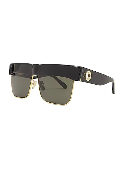 Shop Linda Farrow Rosalie Sunglasses In Black  Yellow Gold  & Grey