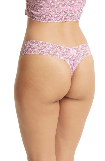Shop Hanky Panky Print Lace Low Rise Thong In Pink Frosting