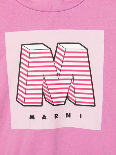 Shop Marni Logo-print Detail Hoodie In Pink