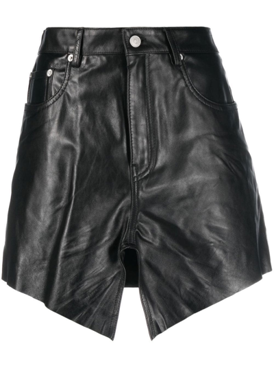 Shop Balenciaga Mini Cut-up Leather Skirt In Schwarz
