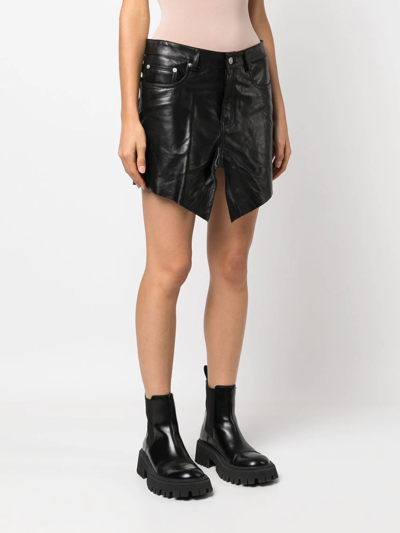 Shop Balenciaga Mini Cut-up Leather Skirt In Schwarz