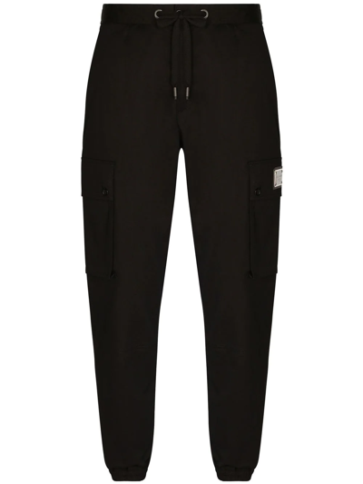 Shop Dolce & Gabbana Stretch-cotton Cargo Trousers In Black