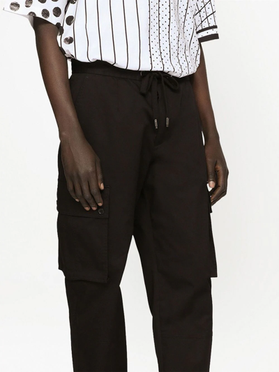 Shop Dolce & Gabbana Stretch-cotton Cargo Trousers In Black