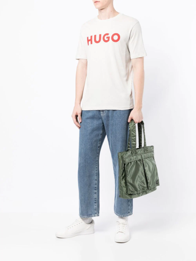 Shop Hugo Logo-print Cotton T-shirt In Grau
