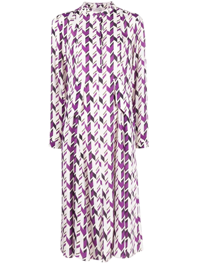 Shop Dorothee Schumacher Geometric Pattern Midi Dress In Neutrals