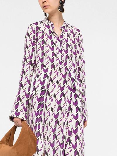 Shop Dorothee Schumacher Geometric Pattern Midi Dress In Neutrals