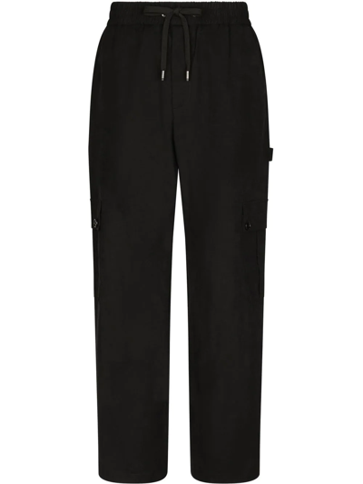 Shop Dolce & Gabbana Logo-plaque Cargo Trousers In Schwarz