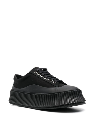 Jil Sander Canvas Low-top Chunky Sneakers In Black