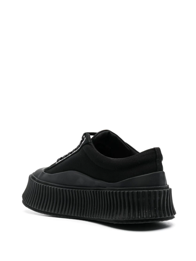 Jil Sander Canvas Low-top Chunky Sneakers In Black