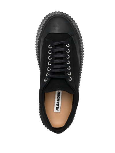 Jil Sander Canvas Low-top Chunky Sneakers In Black