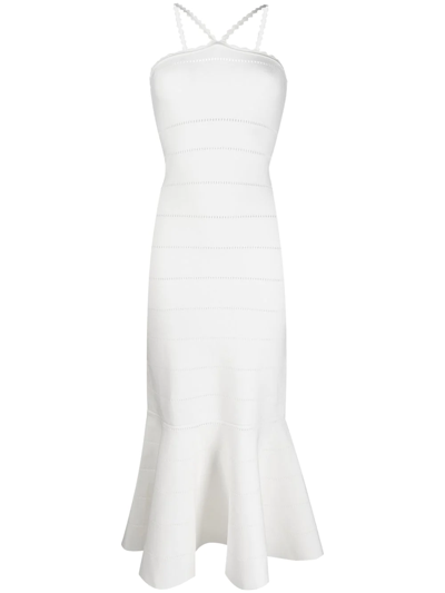 Shop Victoria Beckham Cut-out Detail Peplum Dress In Weiss