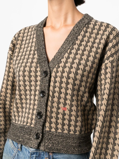 Shop Victoria Beckham Merino-wool Knit Cardigan In Braun