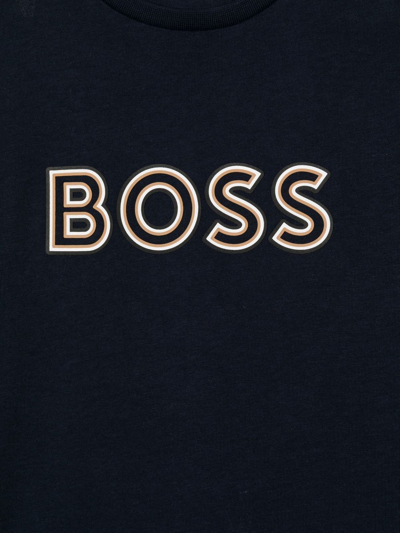 Shop Bosswear Logo-print Cotton T-shirt In Blau