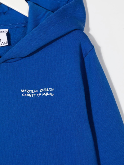 Shop Marcelo Burlon County Of Milan Logo-print Cotton Hoodie In Blau