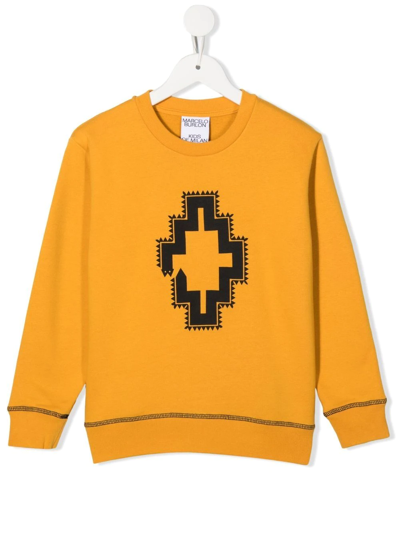 Shop Marcelo Burlon County Of Milan Logo-print Cotton Sweatshirt In Gelb