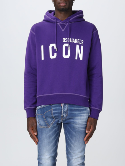 Shop Dsquared2 Icon  Cotton Sweatshirt In Violet
