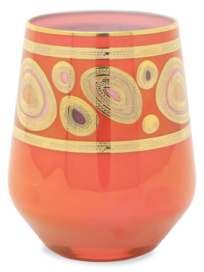 Shop Vietri Regalia Aqua Stemless Wine Glass In Orange