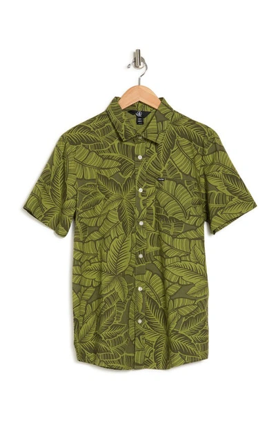 Shop Volcom Warbler Printed Regular Fit Shirt In Gnc