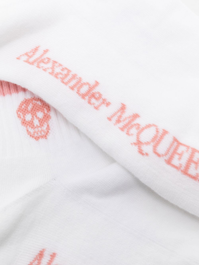 Shop Alexander Mcqueen Stripe Skull Socks In White