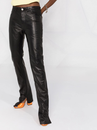Shop Attico High Waist Leather Trousers