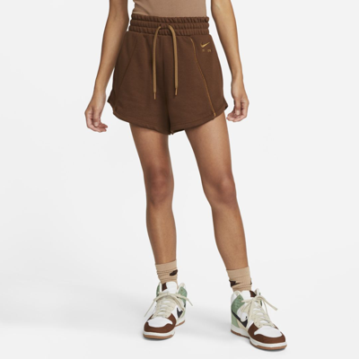 Shop Nike Women's Air High-rise Fleece Shorts In Brown