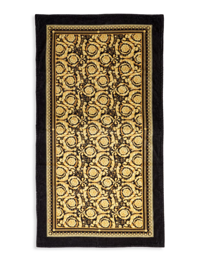 Shop Versace Baroque Beach Towel In Black Gold