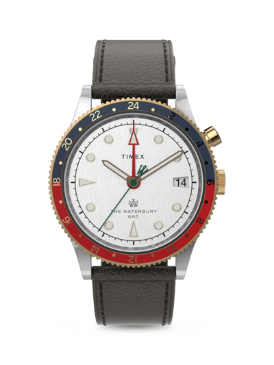 Shop Timex Men's Waterbury Traditional Gmt 39mm Watch In Black White