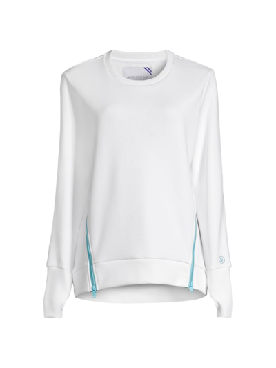Shop Addison Bay Women's Everyday Ribbed Crewneck Sweatshirt In White